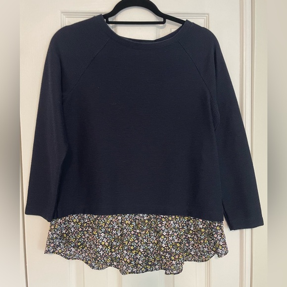 LOFT Floral Mixed Media Sweatshirt (XS) - Picture 2 of 4